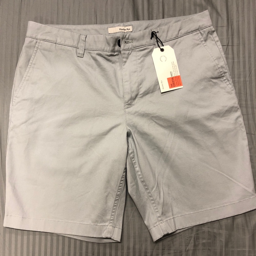 Hawker Rye Grey 9” Essential Wash Chino Shorts